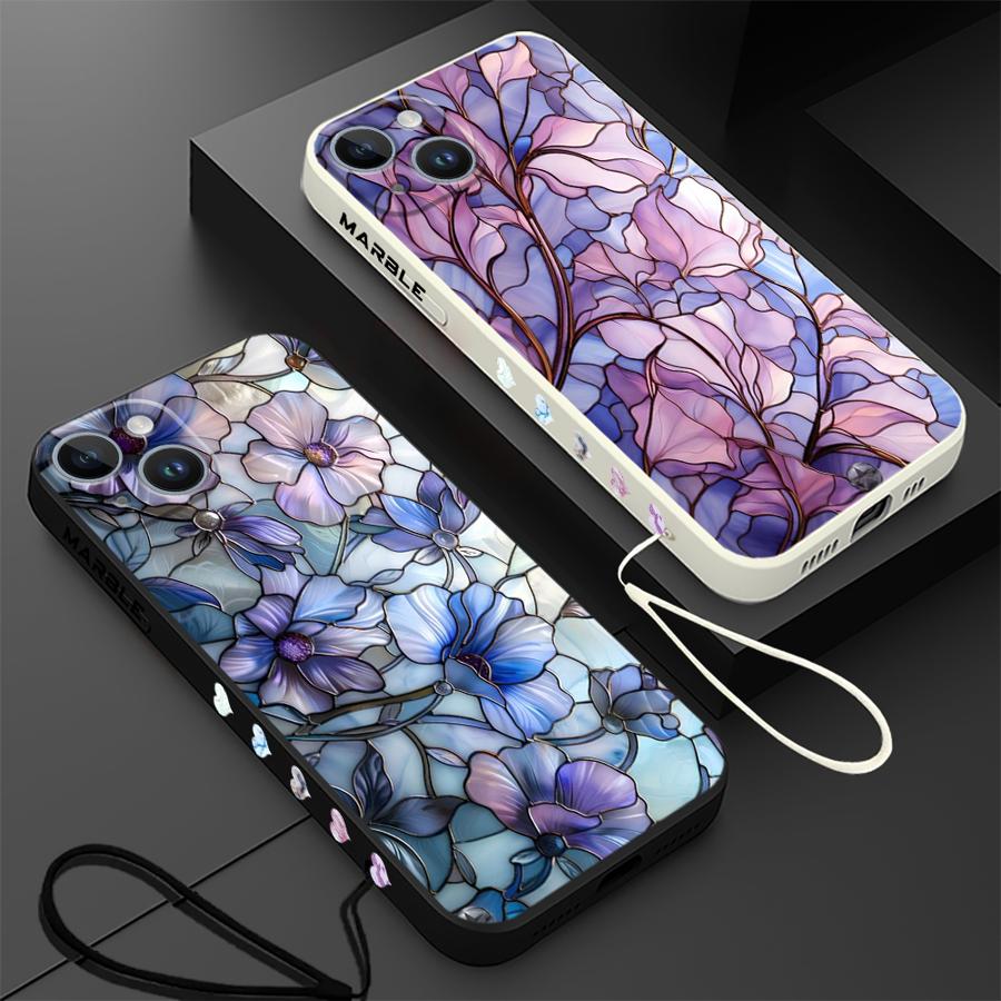 Lanyard Anime Logo - Flower Marble Phone Case for iPhone