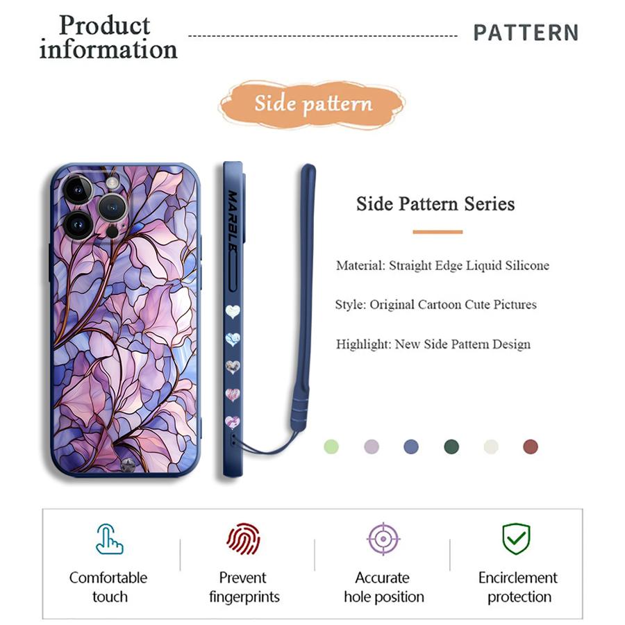 Flower Marble Phone Case for i - Lanyard Anime Logo review and price